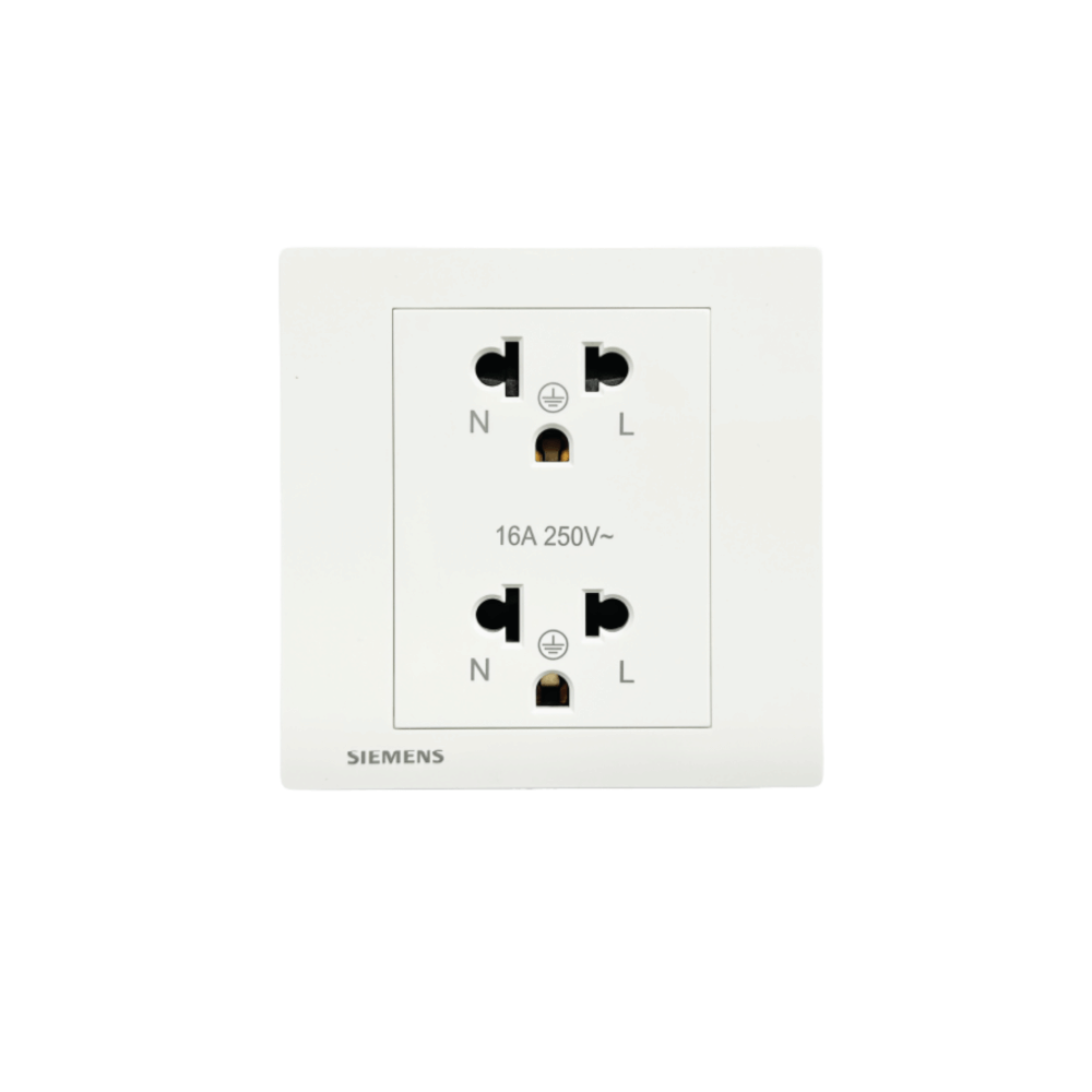 เต้ารับคู่ 3 ขา 2 ช่อง SIEMENS ซีรีส์ RELFA PLUS สีขาว ขากลมแบน
